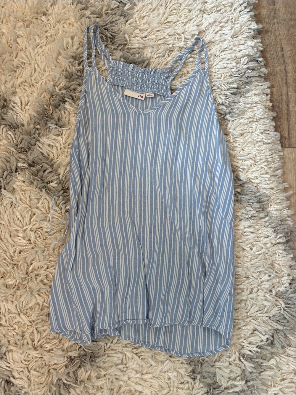 Light Blue Striped Sleeveless Women's Tank Top